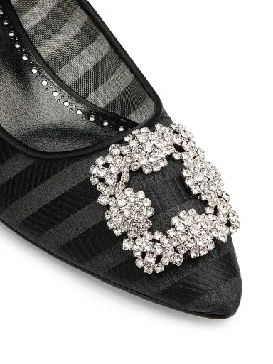 Manolo Blahnik Women's Hangisila Jewel Buckle Pumps - Grey Black - Size 6 | Thumbnail 5
