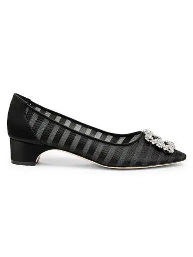 Manolo Blahnik Women's Hangisila Jewel Buckle Pumps - Grey Black - Size 6 | Thumbnail 1