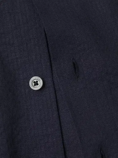 Canali Men's Linen Seersucker Button-Front Shirt - Navy | Thumbnail 6 Canali Men's Linen Seersucker Button-Front Shirt - Navy | Thumbnail 6