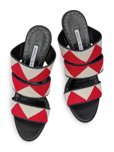 Manolo Blahnik Women's Capro Chevron Sandals | Thumbnail 4