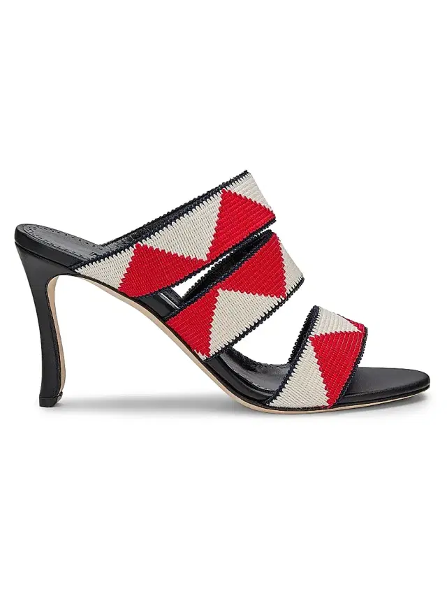 Manolo Blahnik Women's Capro Chevron Sandals - White Black
