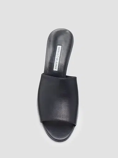 Manolo Blahnik Women's Rapallabar Leather Sandals - Navy - Size 6.5 | Thumbnail 3