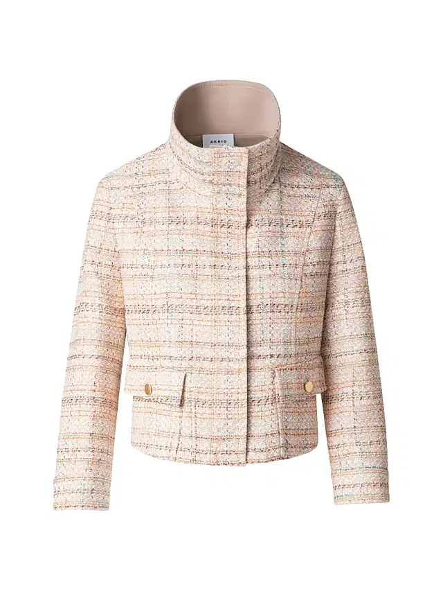 Akris punto Women's Stand Collar Cotton-Blend Jacket - Beige Multi Color