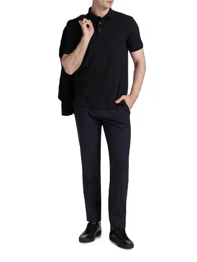 Emporio Armani Men's Tonal Textured Polo Shirt - Navy | Thumbnail 2