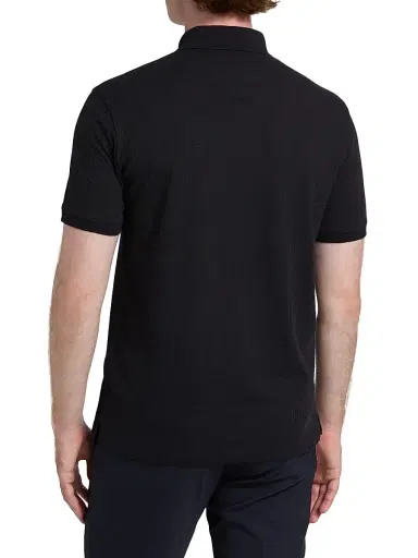 Emporio Armani Men's Tonal Textured Polo Shirt - Navy | Thumbnail 5