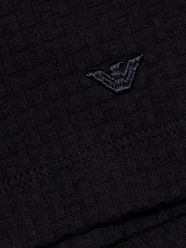 Emporio Armani Men's Tonal Textured Polo Shirt - Navy | Thumbnail 7