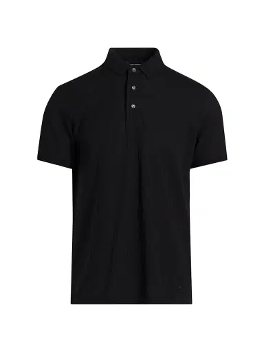 Emporio Armani Men's Tonal Textured Polo Shirt - Navy | Thumbnail 1