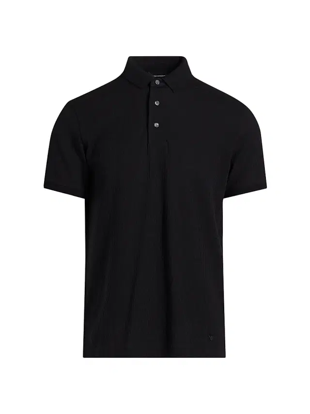 Men's Tonal Textured Polo Shirt - Navy