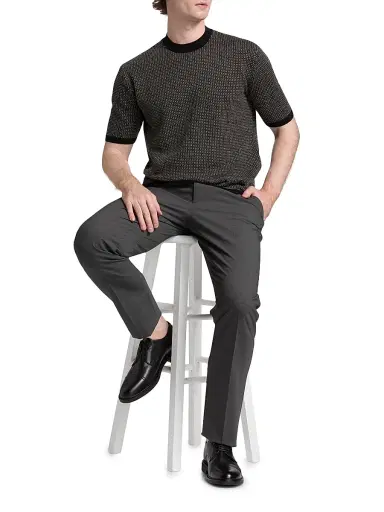 Emporio Armani Men's Micro Dot Short-Sleeve Crewneck Sweater - Black - Size XL | Thumbnail 2