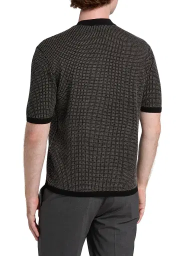 Emporio Armani Men's Micro Dot Short-Sleeve Crewneck Sweater - Black - Size XL | Thumbnail 5