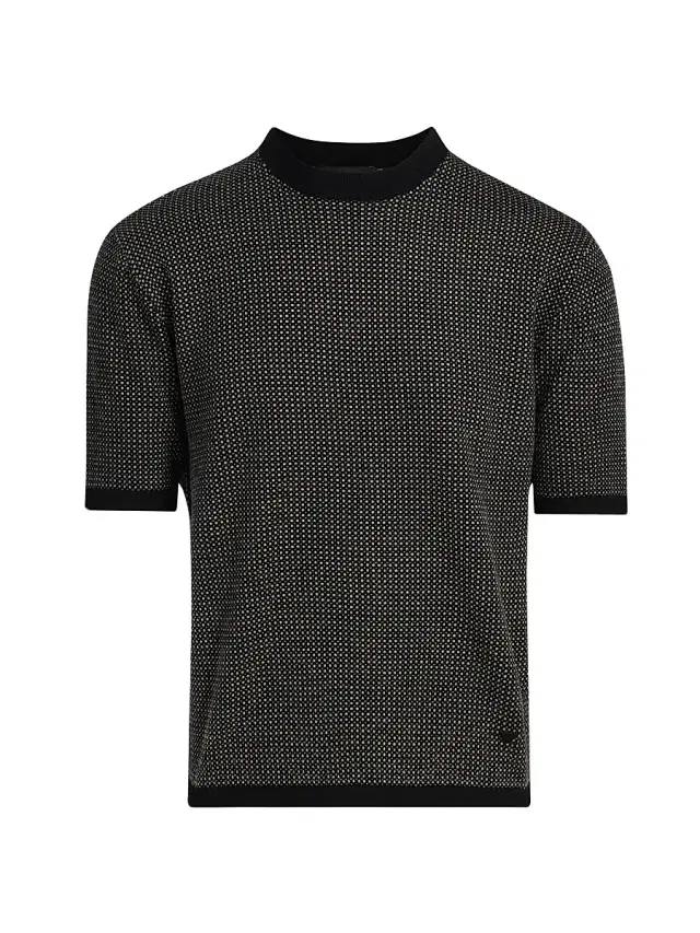 Men's Micro Dot Short-Sleeve Crewneck Sweater - Black - Size XL