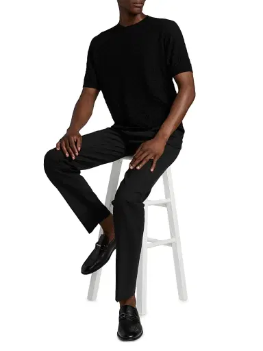 Giorgio Armani Men's Textured Knit Cashmere-Silk Crewneck Sweater - Black - Size 44 | Thumbnail 2