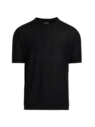 Giorgio Armani Men's Textured Knit Cashmere-Silk Crewneck Sweater - Black - Size 44 | Thumbnail 1