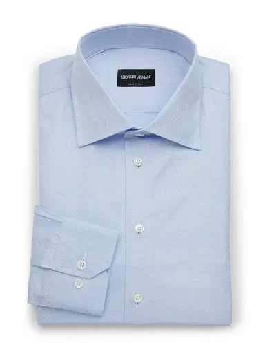Giorgio Armani Men's Dotted Cotton Dress Shirt - Light Blue | Thumbnail 1 Giorgio Armani Men's Dotted Cotton Dress Shirt - Light Blue | Thumbnail 1
