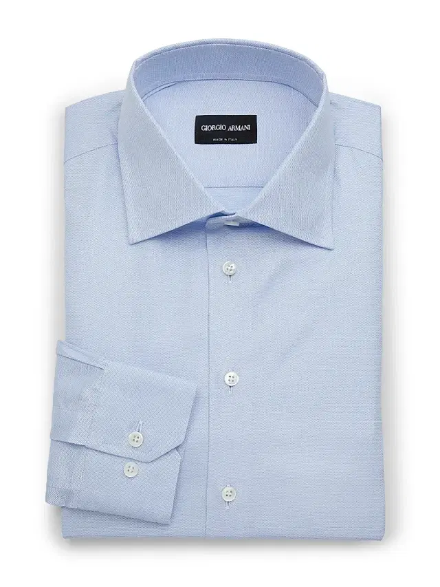 Giorgio Armani Men's Dotted Cotton Dress Shirt - Light Blue