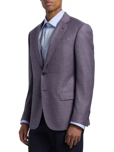 Emporio Armani Men's Box Plaid Wool Sport Coat - Purple | Thumbnail 4 Emporio Armani Men's Box Plaid Wool Sport Coat - Purple | Thumbnail 4