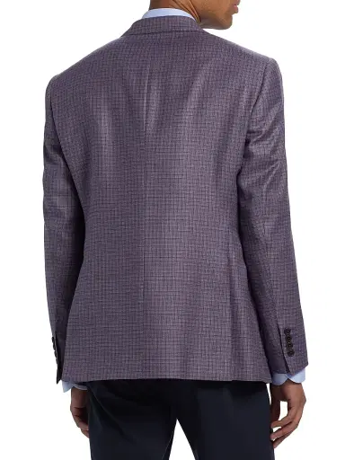 Emporio Armani Men's Box Plaid Wool Sport Coat - Purple | Thumbnail 5 Emporio Armani Men's Box Plaid Wool Sport Coat - Purple | Thumbnail 5
