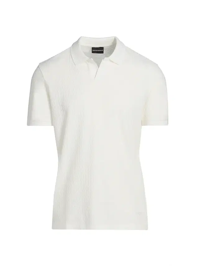 Men's Chain Stitch Cotton Polo Shirt - Fancy White