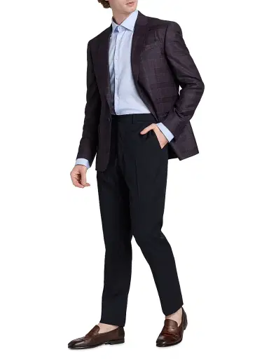 Emporio Armani Men's Flat Front Wool Trousers - Navy - Size 42 | Thumbnail 2 Emporio Armani Men's Flat Front Wool Trousers - Navy - Size 42 | Thumbnail 2