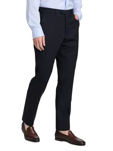 Emporio Armani Men's Flat Front Wool Trousers - Navy - Size 42 | Thumbnail 4 Emporio Armani Men's Flat Front Wool Trousers - Navy - Size 42 | Thumbnail 4