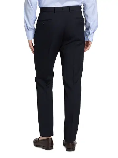Emporio Armani Men's Flat Front Wool Trousers - Navy - Size 42 | Thumbnail 5 Emporio Armani Men's Flat Front Wool Trousers - Navy - Size 42 | Thumbnail 5