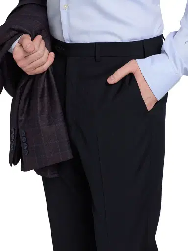Emporio Armani Men's Flat Front Wool Trousers - Navy - Size 42 | Thumbnail 6 Emporio Armani Men's Flat Front Wool Trousers - Navy - Size 42 | Thumbnail 6