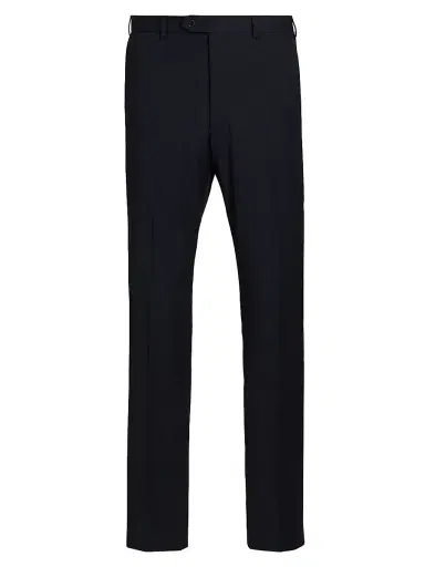 Emporio Armani Men's Flat Front Wool Trousers - Navy - Size 42 | Thumbnail 1 Emporio Armani Men's Flat Front Wool Trousers - Navy - Size 42 | Thumbnail 1