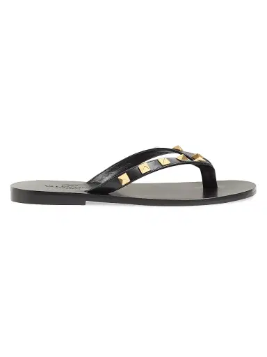 Valentino Garavani Women's Rockstud Calfskin 05MM Thong Sandals - Black - Size 10.5 | Thumbnail 1 Valentino Garavani Women's Rockstud Calfskin 05MM Thong Sandals - Black - Size 10.5 | Thumbnail 1