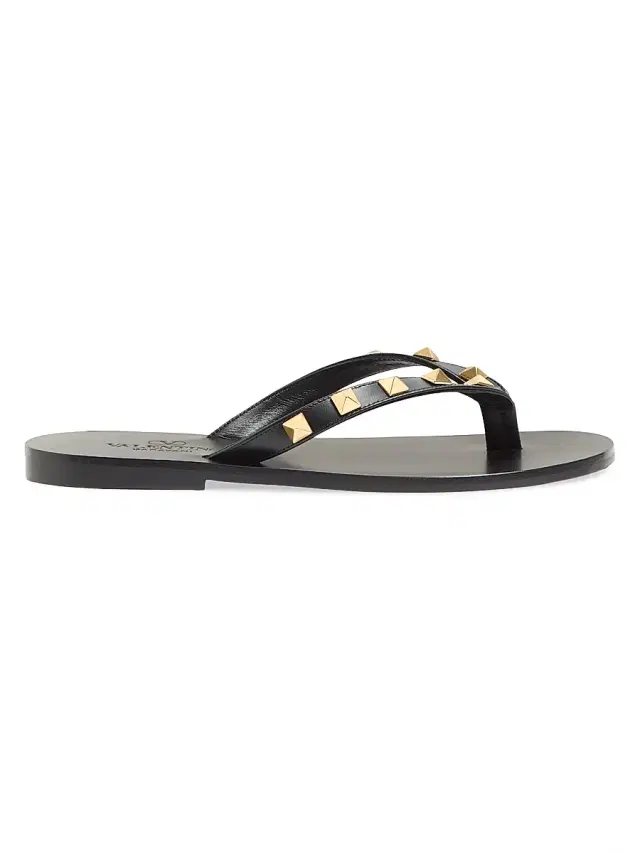 Valentino Garavani Women's Rockstud Calfskin 05MM Thong Sandals - Black