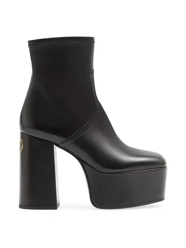 Valentino Garavani Women's Fawcette Platform Ankle 120MM Boots in Stretch Nappa - Black