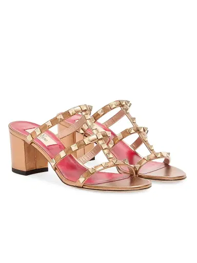 Valentino Garavani Women's Rockstud Slide 60MM Sandals in Laminated Nappa - Gold - Size 12 | Thumbnail 2 Valentino Garavani Women's Rockstud Slide 60MM Sandals in Laminated Nappa - Gold - Size 12 | Thumbnail 2