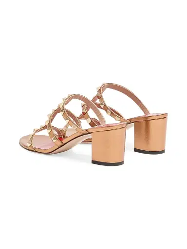 Valentino Garavani Women's Rockstud Slide 60MM Sandals in Laminated Nappa - Gold - Size 12 | Thumbnail 3 Valentino Garavani Women's Rockstud Slide 60MM Sandals in Laminated Nappa - Gold - Size 12 | Thumbnail 3