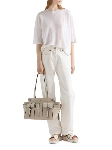 Prada Women's Route Canvas and Leather Tote Bag - Beige Khaki | Thumbnail 1 Prada Women's Route Canvas and Leather Tote Bag - Beige Khaki | Thumbnail 1
