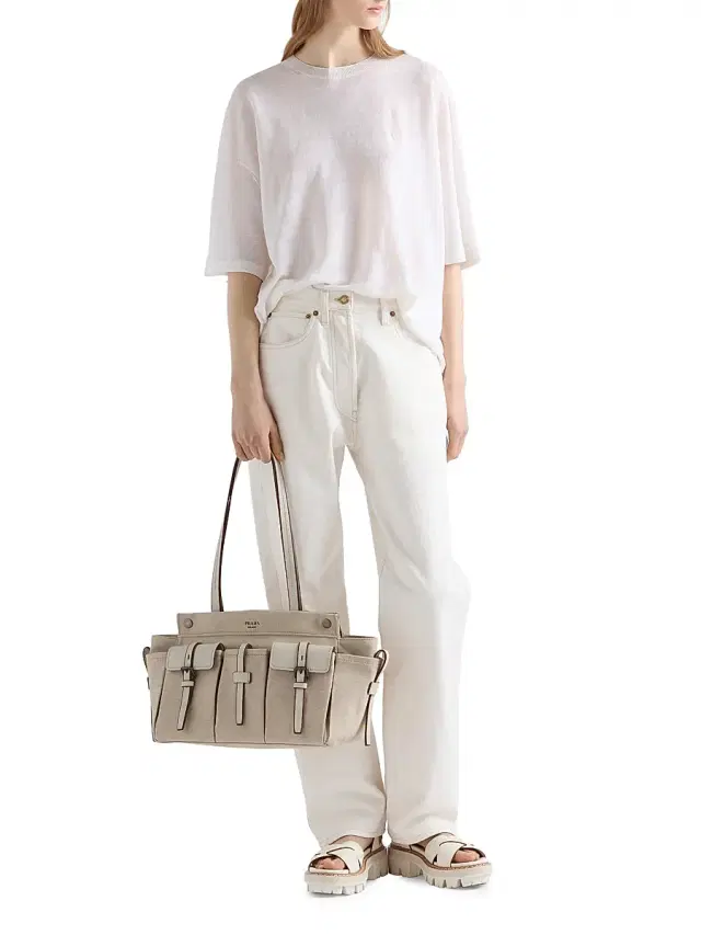 Women's Route  Canvas and Leather Tote Bag - Beige Khaki