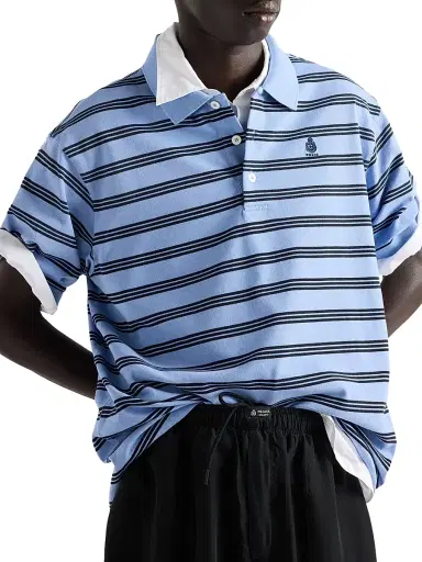 Prada Men's Garment-Dyed Cotton Polo Shirt - Blue - Size Large | Thumbnail 3