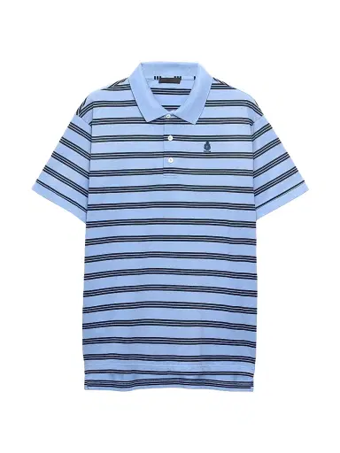Prada Men's Garment-Dyed Cotton Polo Shirt - Blue - Size Large | Thumbnail 1