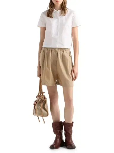 Prada Women's Washed Nylon Shorts - Brown | Thumbnail 2