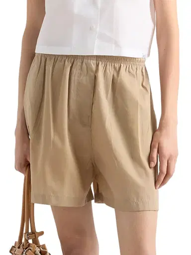 Prada Women's Washed Nylon Shorts - Brown | Thumbnail 3
