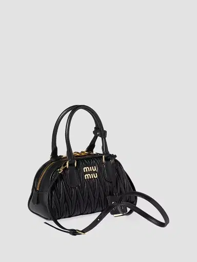 Miu Miu Women's Arcadie Matelassé Nappa Leather Top Handle Bag - Black | Thumbnail 2