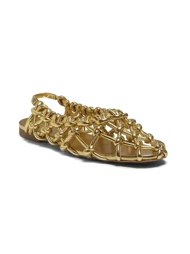 Odissì Women's Viviane Metallic Knot Woven Slingback Flat Sandals - Gold - Size 6 | Thumbnail 2 Odissì Women's Viviane Metallic Knot Woven Slingback Flat Sandals - Gold - Size 6 | Thumbnail 2
