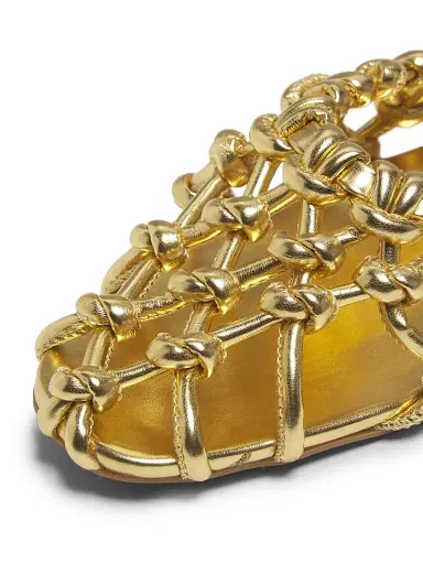 Odissì Women's Viviane Metallic Knot Woven Slingback Flat Sandals - Gold - Size 6 | Thumbnail 5 Odissì Women's Viviane Metallic Knot Woven Slingback Flat Sandals - Gold - Size 6 | Thumbnail 5
