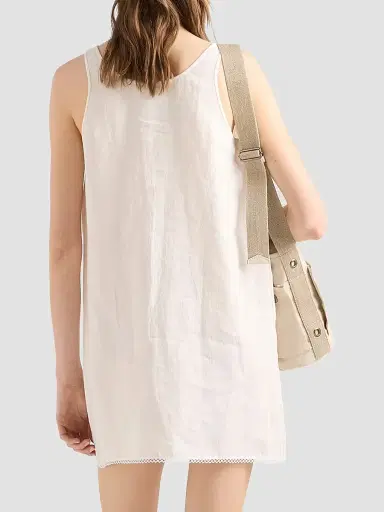 Prada Women's Embroidered Slubbed Fabric Mini Dress - White - Size 10 | Thumbnail 4 Prada Women's Embroidered Slubbed Fabric Mini Dress - White - Size 10 | Thumbnail 4