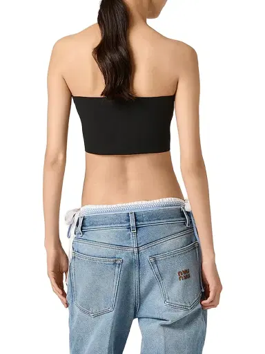 Miu Miu Women's Washed Denim Bandeau Top | Thumbnail 5 Miu Miu Women's Washed Denim Bandeau Top | Thumbnail 5