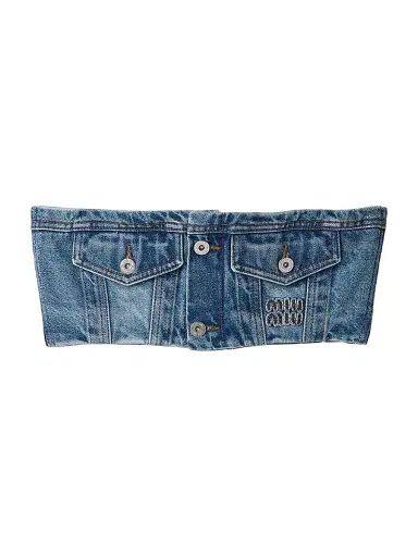 Miu Miu Women's Washed Denim Bandeau Top | Thumbnail 1 Miu Miu Women's Washed Denim Bandeau Top | Thumbnail 1