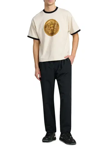 Versace Men's Medusa Gold Coin Cotton T-Shirt - Dirty White - Size XS | Thumbnail 2 Versace Men's Medusa Gold Coin Cotton T-Shirt - Dirty White - Size XS | Thumbnail 2