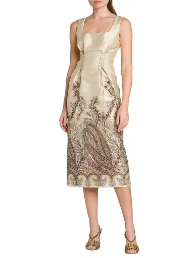 Etro Women's Romantic Paisley Laced Cocktail Dress - Multicolor Beige Base | Thumbnail 2