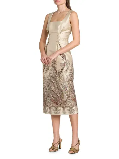 Etro Women's Romantic Paisley Laced Cocktail Dress - Multicolor Beige Base | Thumbnail 4