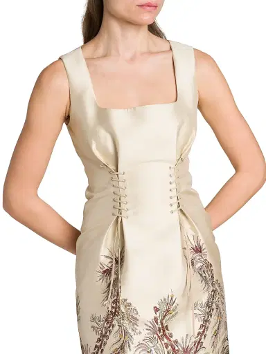 Etro Women's Romantic Paisley Laced Cocktail Dress - Multicolor Beige Base | Thumbnail 6