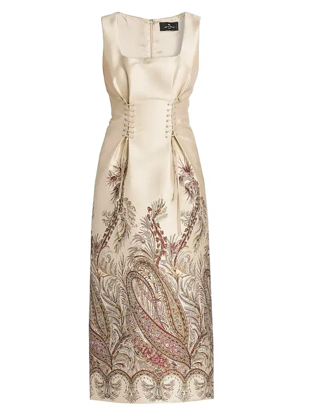 Etro Women's Romantic Paisley Laced Cocktail Dress - Multicolor Beige Base