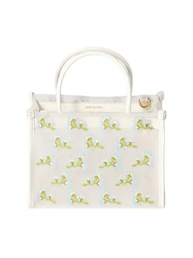 Miu Miu Women's Embroidered Mesh Top Handle Bag - White | Thumbnail 3 Miu Miu Women's Embroidered Mesh Top Handle Bag - White | Thumbnail 3